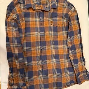 Solaris Plaid Shirt Men’s Large Blue Brown Button Up Outdoor